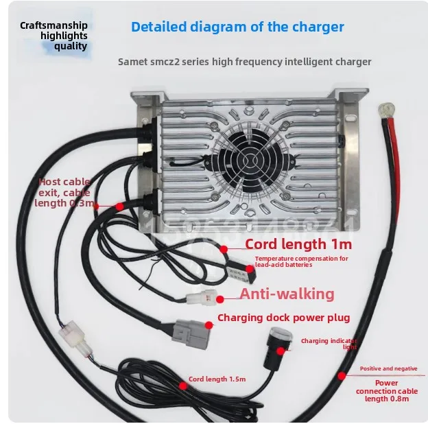 24V 72V 50A High Frequency Smart Battery Charger for LiFePO4 Ternary Lead Acid with LCD Display