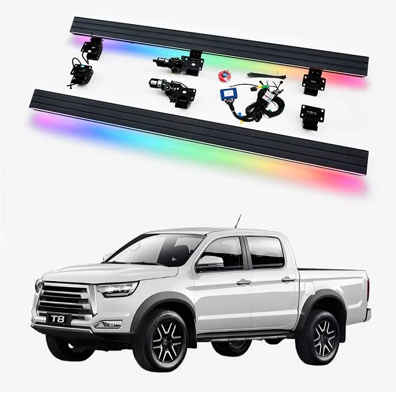 Automatic Electric Power Neon LED Light Side Step Running Board for  T8 2018+