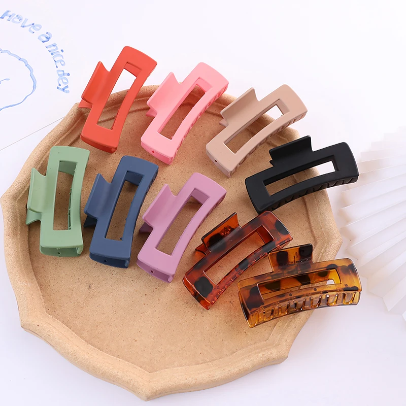 10 Pcs Hair Claw Large For Thick Hair Strong Hold Square Jaw Clip Non-slip Big Rectangle Clips for Women Hair Accessories