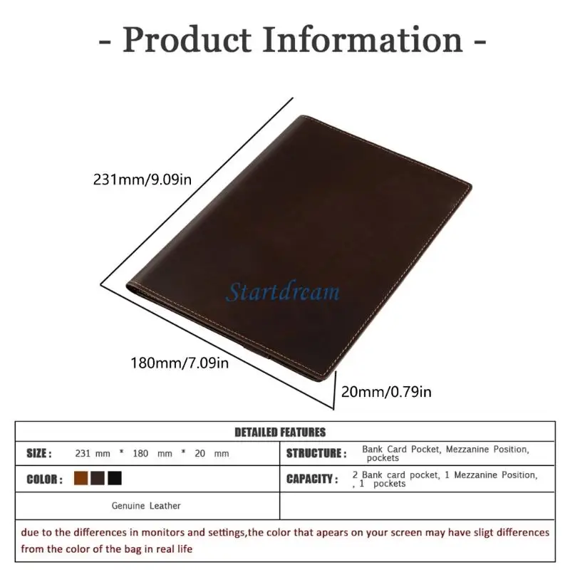Picture 7: Small Notebook Sleeve PU Leather Texture Multiple Compartment Document Storage Solution for Office Student Use K92C