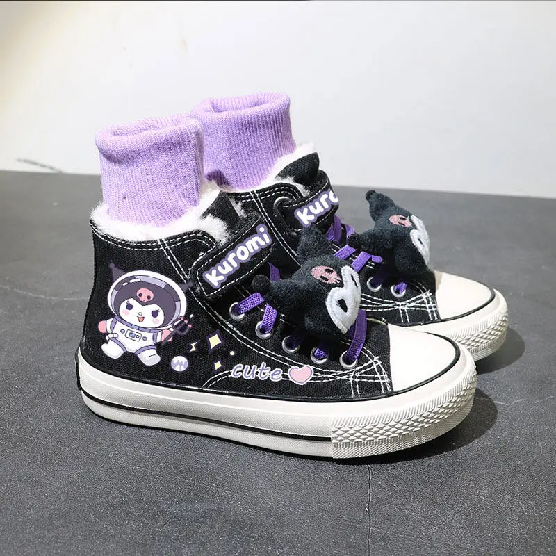 

2022 Kuromi Canvas Shoes New Autumn Kawaii Sanrio Cartoon Children's Casual Shoes Outdoor Flat Shoes Kids Birthday Gift