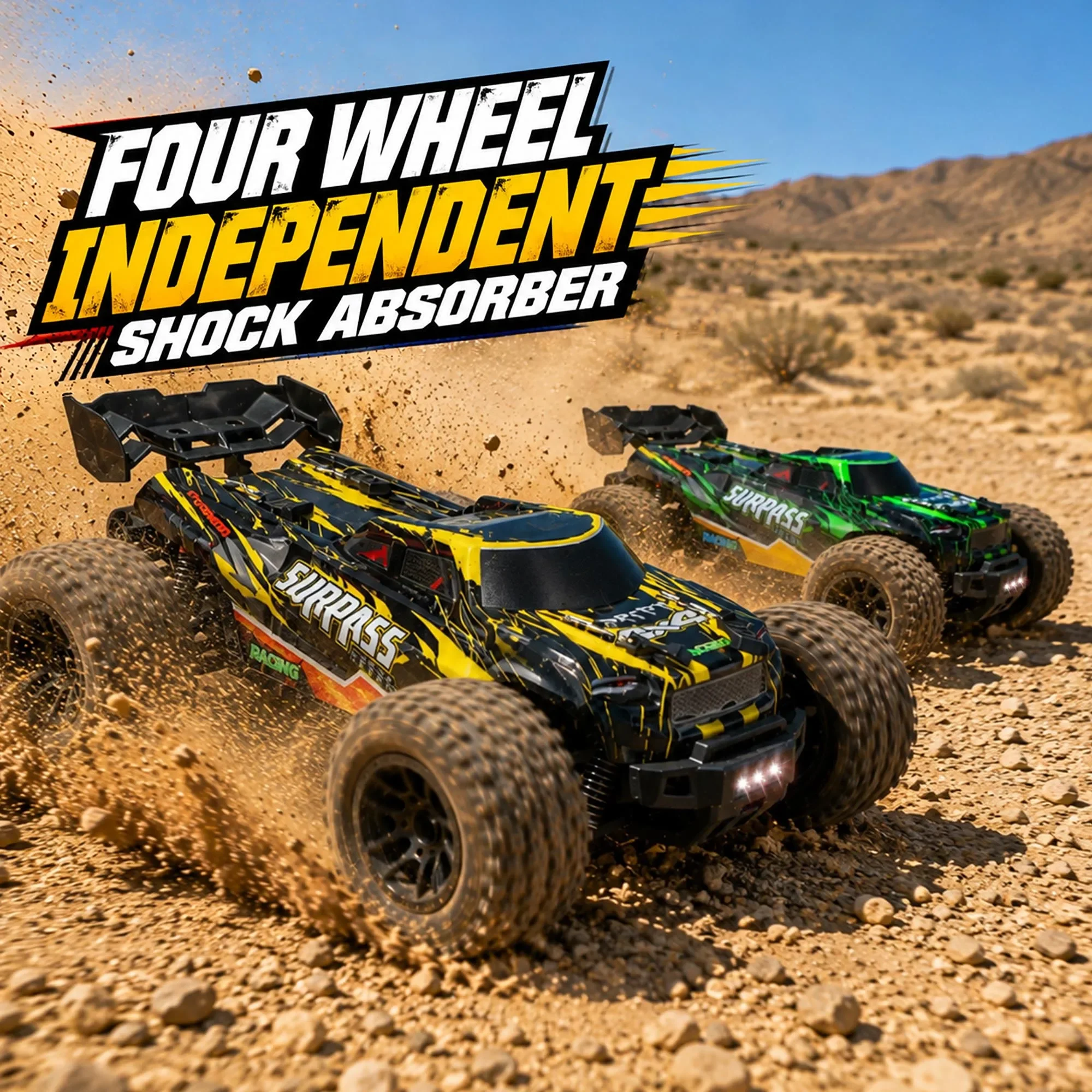 ZWN 1:24 RC Car 4WD Full Scale Remote Control Car High Speed Drift Monster Truck All Terrain Off-road Vehicle Toy For Kid Gift