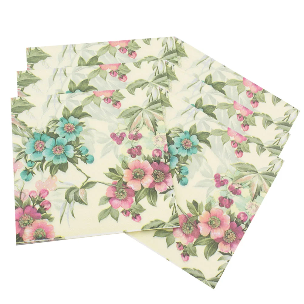 20 Pcs Nice Napkins Party Flowers Exquisite Design Paper Towel Facial Tissue for Supplies Patterned