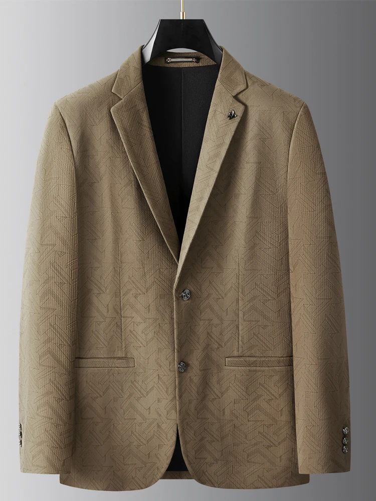 

Мужской повседневный модный костюм больших размеров на весну-осень, свободный крой, деловой стиль, пиджак с декоративными пуговицами, полиэстер