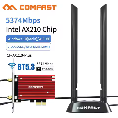 COMFAST 5374M WiFi6E Intel AX210 Bluetooth 5.3 Dual Band 2.4G/5GHz WiFi Card 802.11AX/AC PCI Express Wireless Network Adapter PC