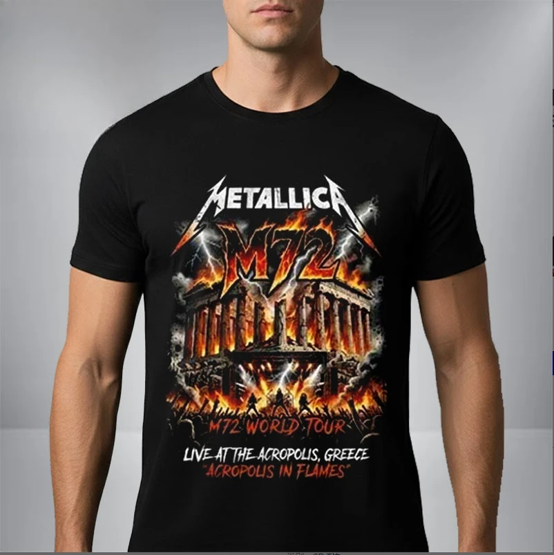 Camiseta Unisex de Edición Limitada del Estadio Olímpico de Atenas, Grecia, de la Gira Mundial M72 de Metallica, Recuerdo para Fans