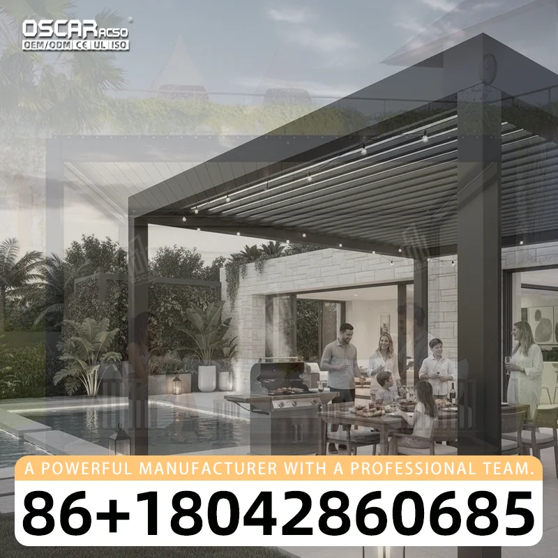 Motorized Wall Mounted Modular Bioclimatic Pergola for New Home Outdoor Patio Garden pergola