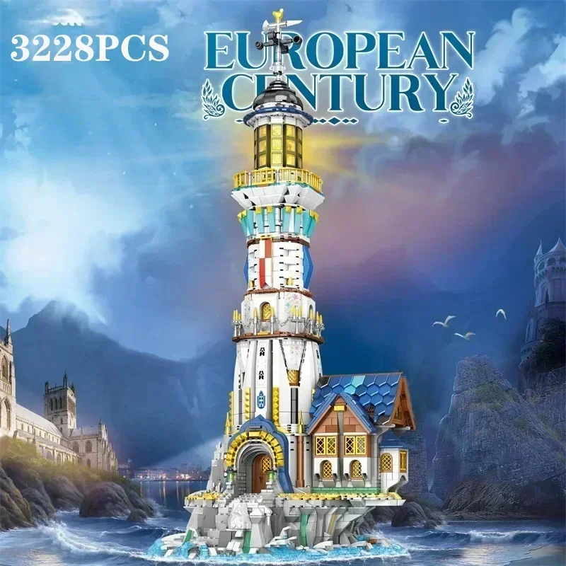 

3228PCS Medieval Lighthouse Building Blocks Seaside Hut Lighthouse MOC Bricks Model Desktop Ornament Toys For Kids Holiday Gifts