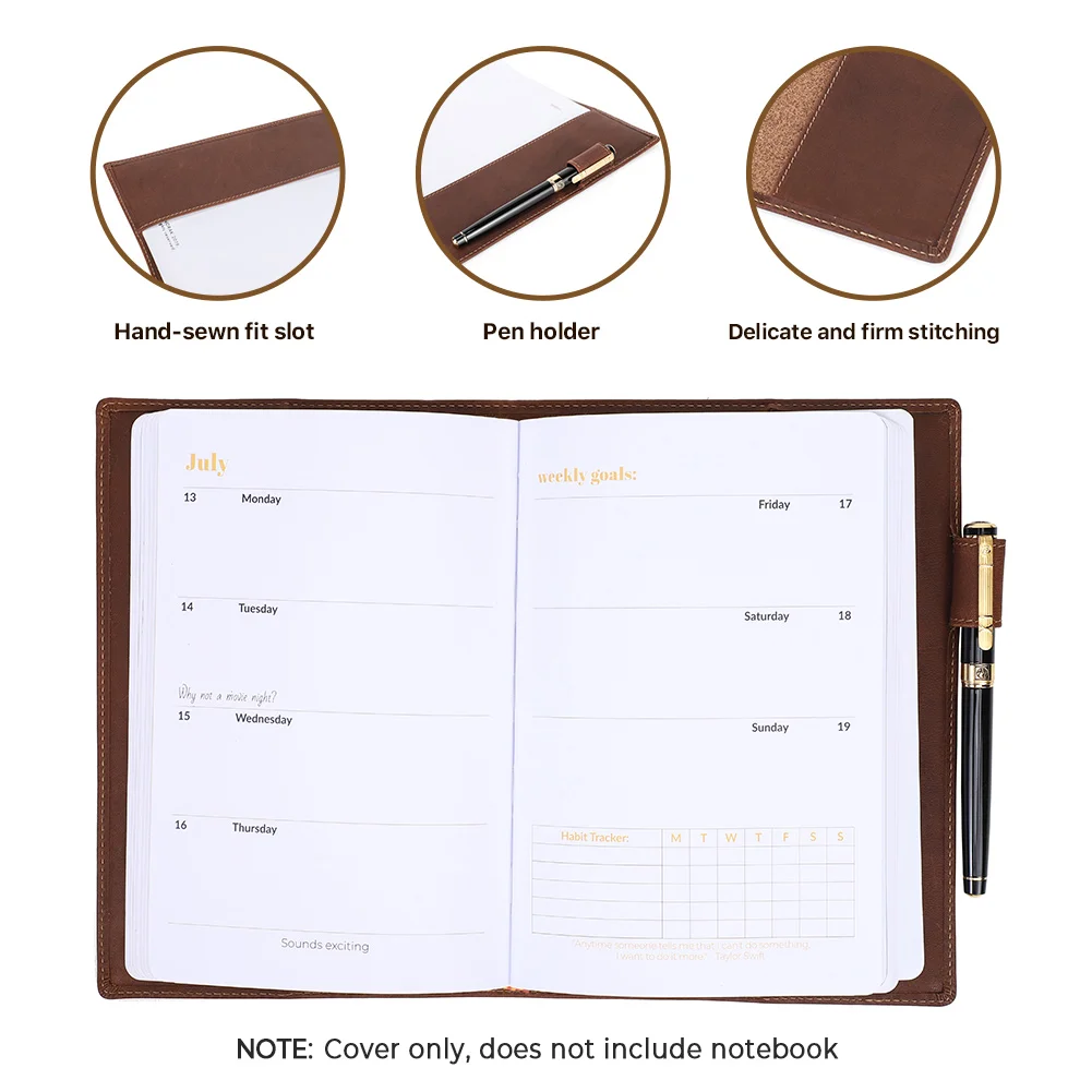 Handmade Retro Vintage A5 B5 Leather Book Cover With Pen Holder Notebook Sleeve Notepad Office School Stationery Supplies