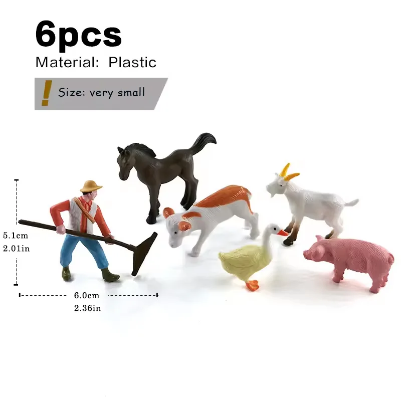 DIY Farmland Worker Pig Horse Cow Sheep Duck Animal Model Goat Figurine Home Decor Miniature Fairy Garden Decoration Accessories