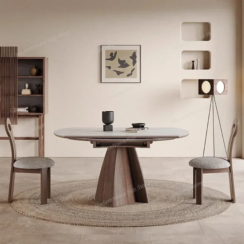 Expandable Dining Table Wood High Round Home Dining Table Folding Free Shipping Mesa Extensible Comedor Complete Furniture