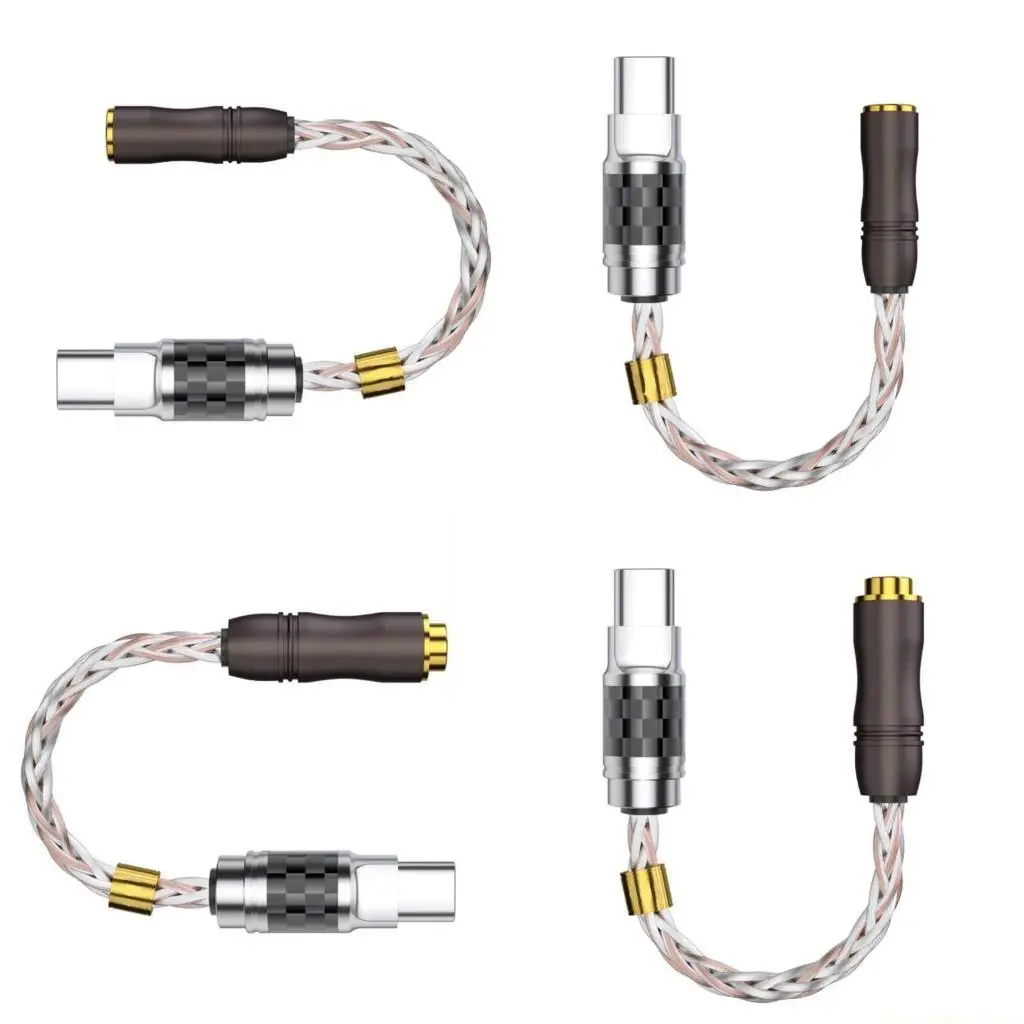 

F62C 9cm Line Length Type C Male to 3.5mm/2.5mm Female Headphone Adapter Cable Cord