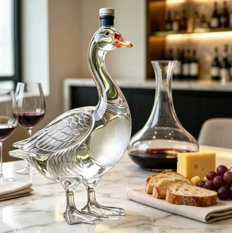 

Crystal Swan Decanter, Stylish Goose Shaped Vodka Bottle, Premium Barware for Home, Bar and Gifts