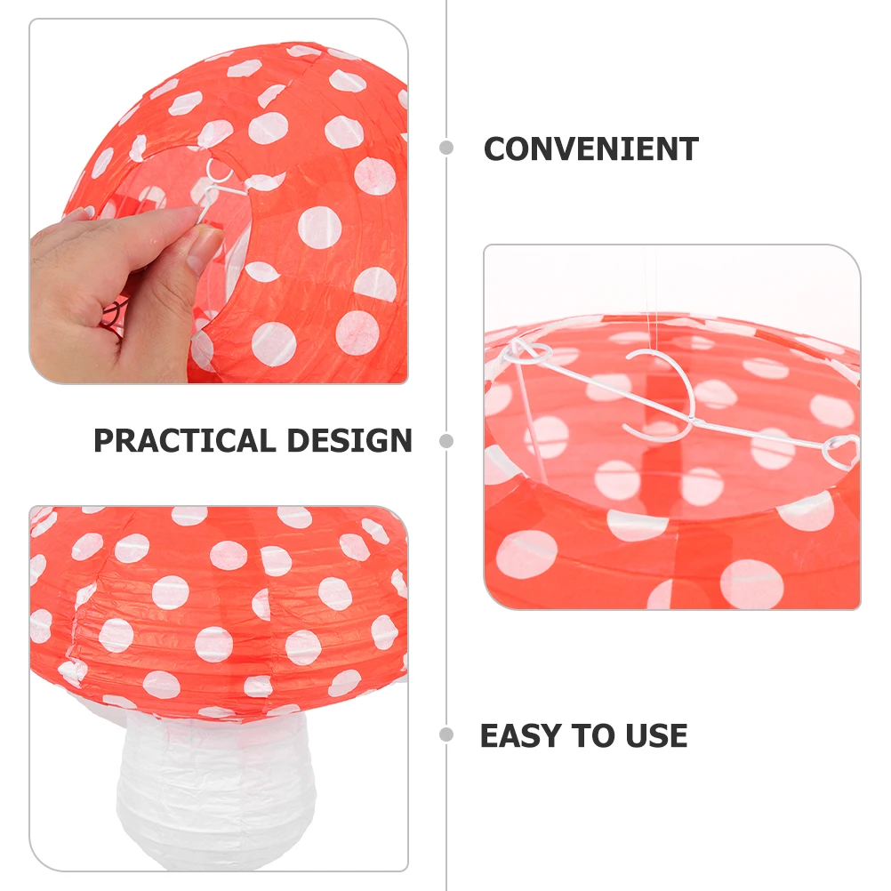 

6pcs Lanterns Mushroom Shaped Red Mushroom Decorations 20x18cm 30x30cm Birthday Party Room DecorReusable Lighting Ornament