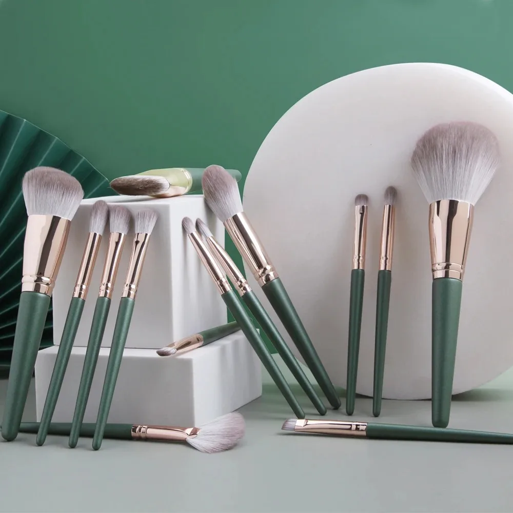14 pezzi pennelli per trucco set per sfumare fard grande soffice e morbido ombretto pennello per fondotinta donna polvere cosmetica strumenti per il trucco di bellezza
