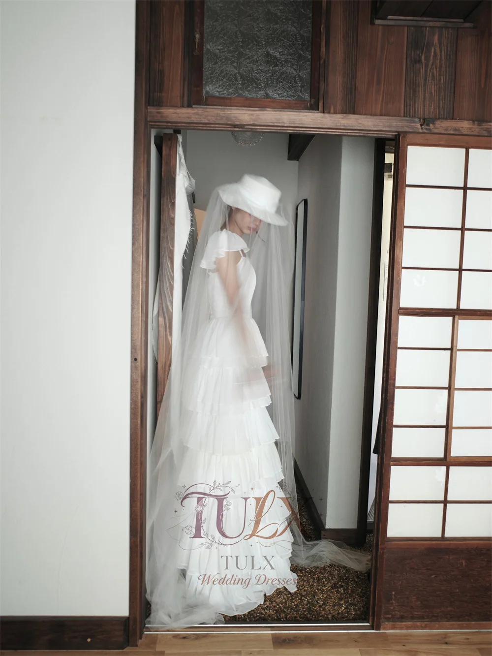 TULX Elegant Chiffon Tiered Wedding Dresses Strapless Strap Long Corset Photo Shoot Korea Bridal Gown Customized 웨딩드레스