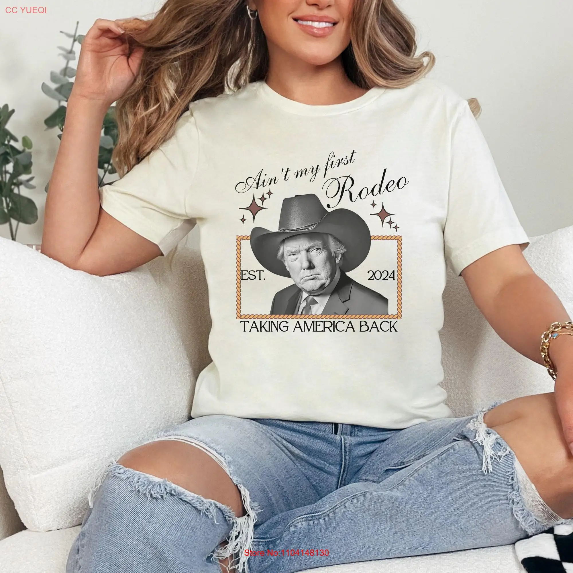 Ain't My First Rodeo Trump T shirt Western Donald Cowboy MAGA Funny Conservative Ultra  long or short sleeves