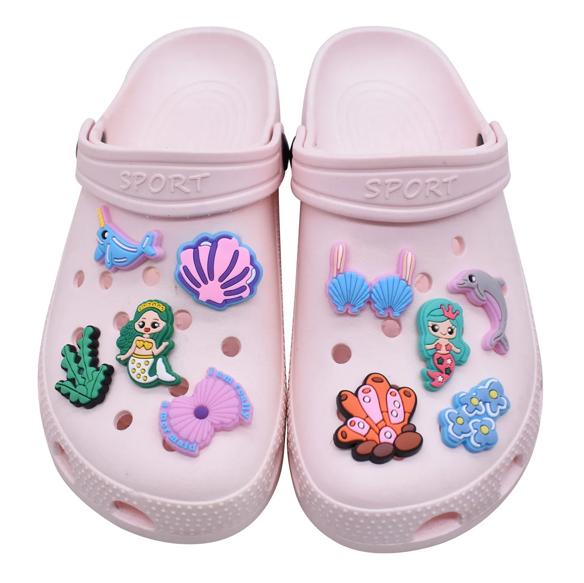 1pcs New Mermaid Princess Accessories Adult Sandals Garden Buckle Decorations Fit Croc Jibz Charm Party Present