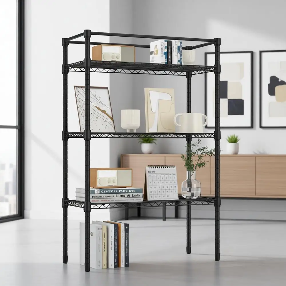 

Сверхмощные 5-ярусные металлические полки для хранения, 13,8x29,5x59,5, идеально подходят для гаража, кухни, ванной комнаты, стирки, черные