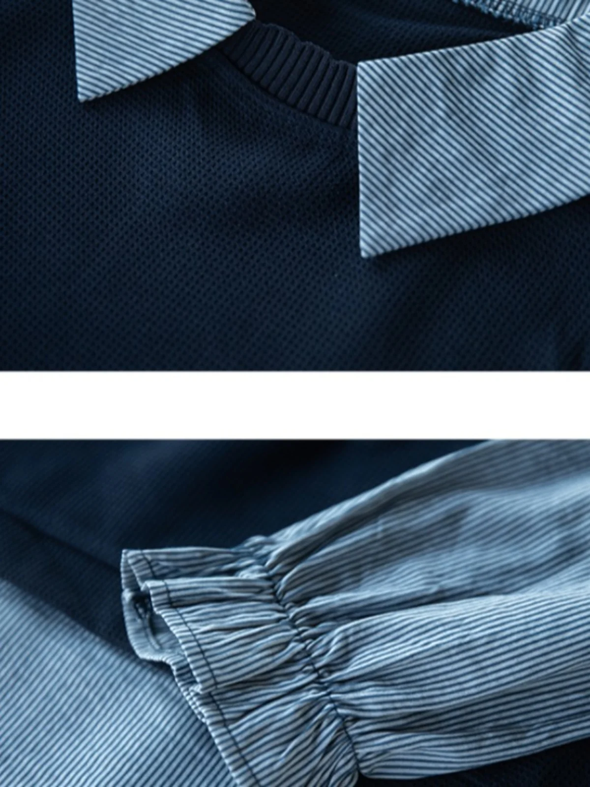 Vorfrühling künstlerische Kontrastfarbe Streifen Spleißen gefälschte zweiteilige lange Sve irt Kragen Top für Plus Size Frauen trendig