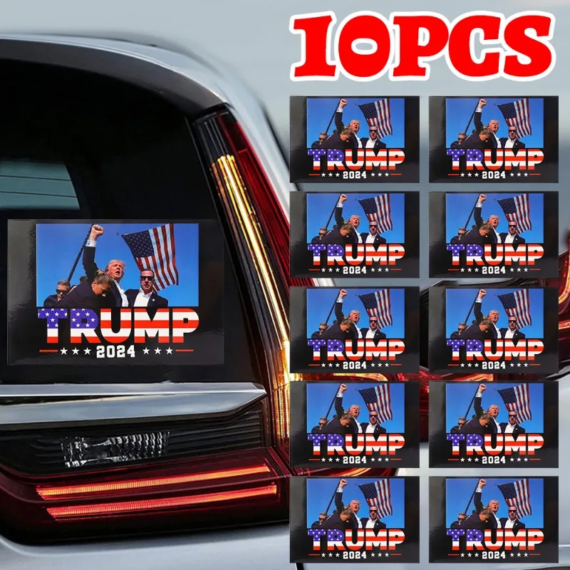 2024 US Election Car Stickers Trump Fight Label Sticker Trump Survived Shot Vinyl Decal Car Truck Laptop Decorative Stickers