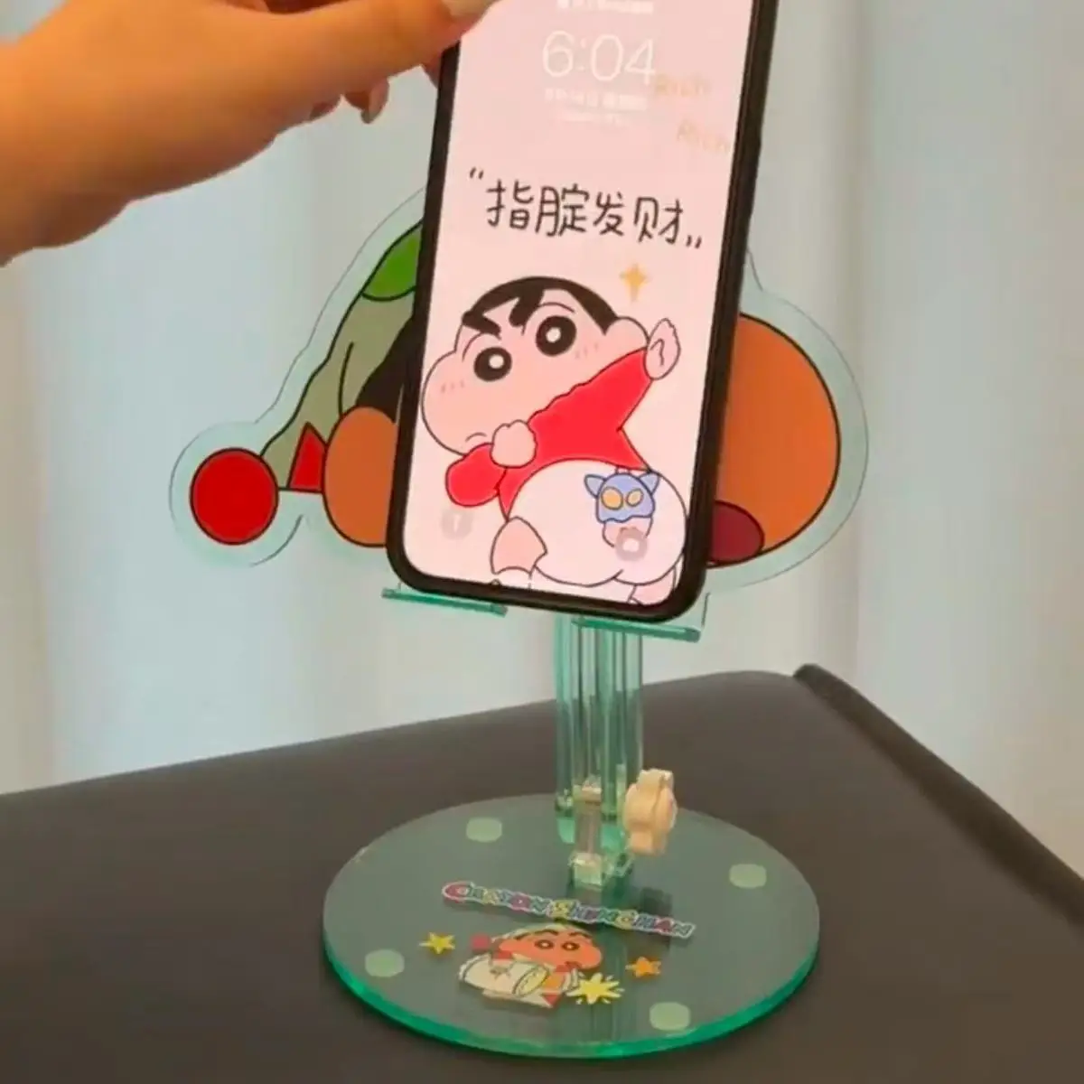 

Kawaii Crayon Shin-chan Anime Cartoon Cute Multifunctional Adjustable Angle Phone Holder Cartoon Figurine Girl's Gifts Toys