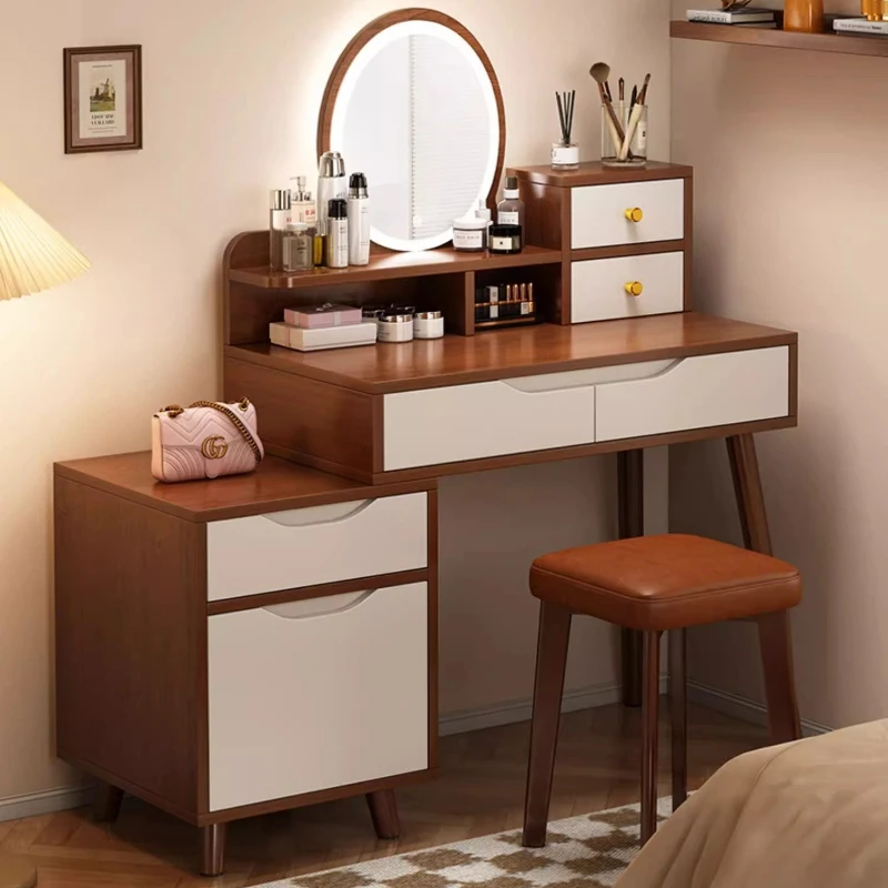 

bedroom modern Dressing table simple integrated small apartment storage cabinet makeup mirror combination dressers furniture