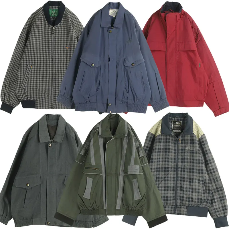 

Винтажная унисекс-куртка свободного кроя в клетку, бейсбольная куртка, рабочая одежда, весенне-осенняя куртка, верхняя одежда D10, с длинными рукавами, воротник-стойка