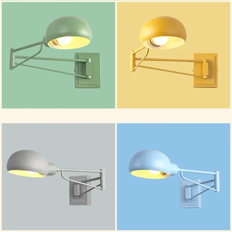 

Modern Indoor Swing Long Arm Led Wall Lamps Fixture Nordic Bedside Reading Sconce Lights Luminaire Double Head Adjustable Decor