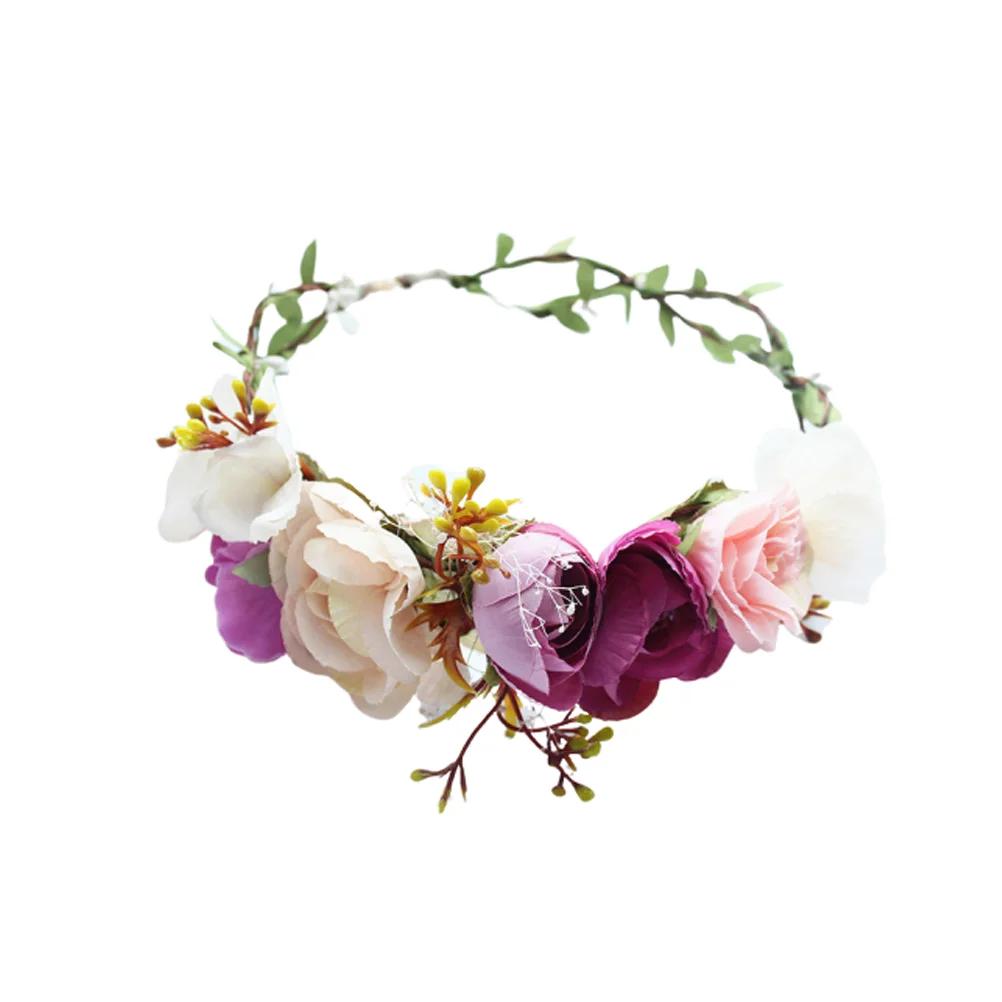 

1PC Aesthetic Simulation Rose Fabrics Hair Headband Garland Head Accessory for Lady Girls creative hair hoop