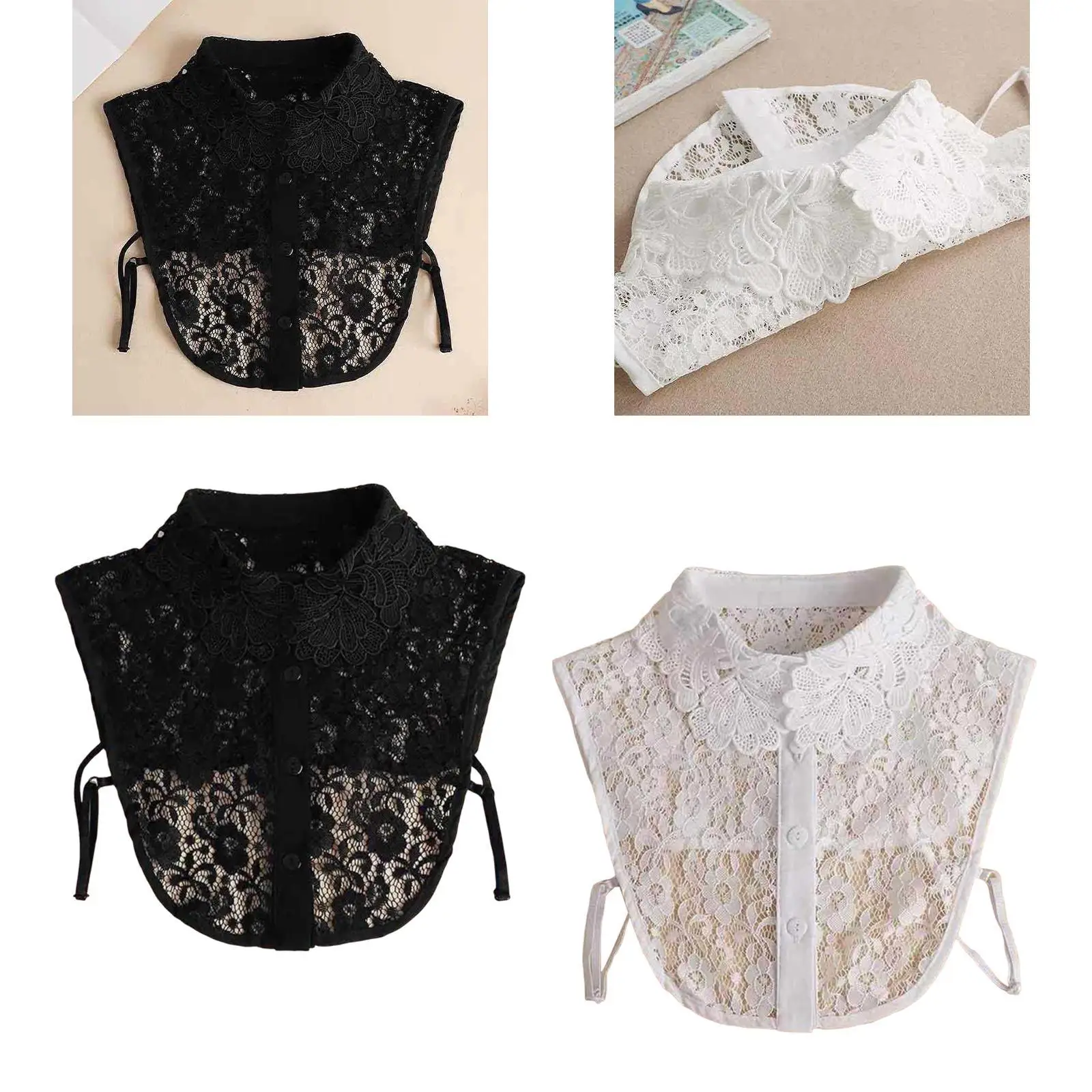 

Кружевной накладной воротник-гольф с регулируемой застежкой, декоративный аксессуар для одежды и блузок