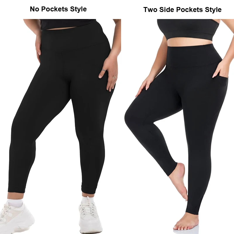 VITALINOVO Plus Size Leggings with Pockets for Women High Waisted Tummy Control Soft Stretchy Yoga Pants for Workout Running
