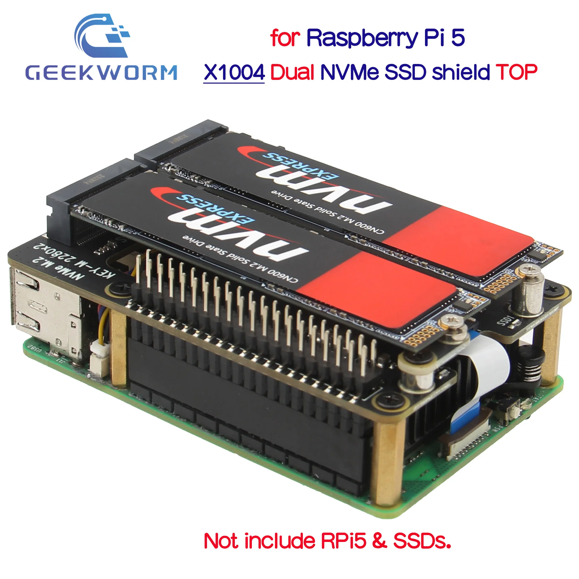 PCIe 2.0/3.0 Adapter Board Freenove M.2 NVMe Adapter For Raspberry Pi 5 Includes 512gb