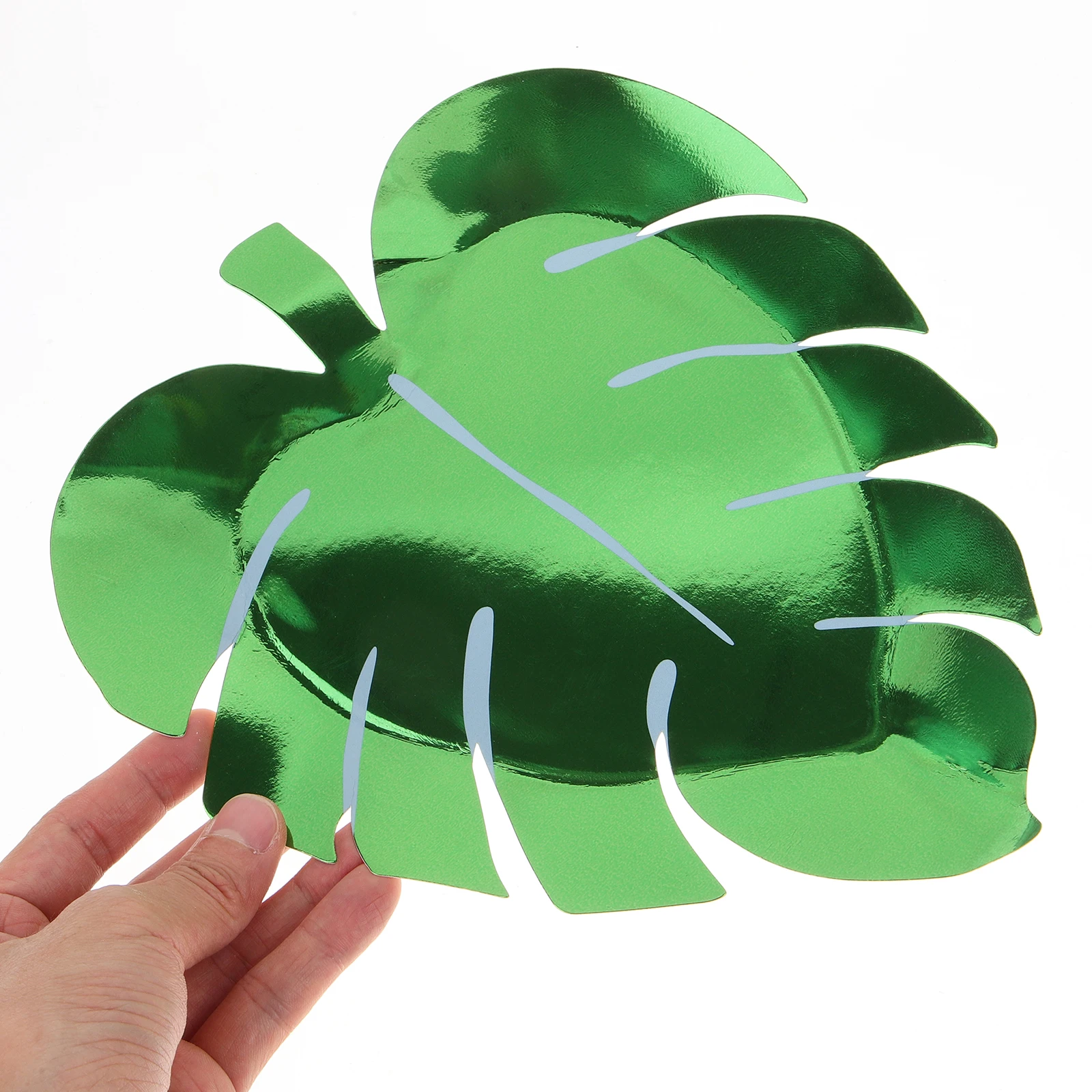 

8pcs Leaf Shaped Paper Meal Dish Hawaiian Party Plates Disposable Dessert Plate Fruit Dish Appetizer Plates Green Creative Cake