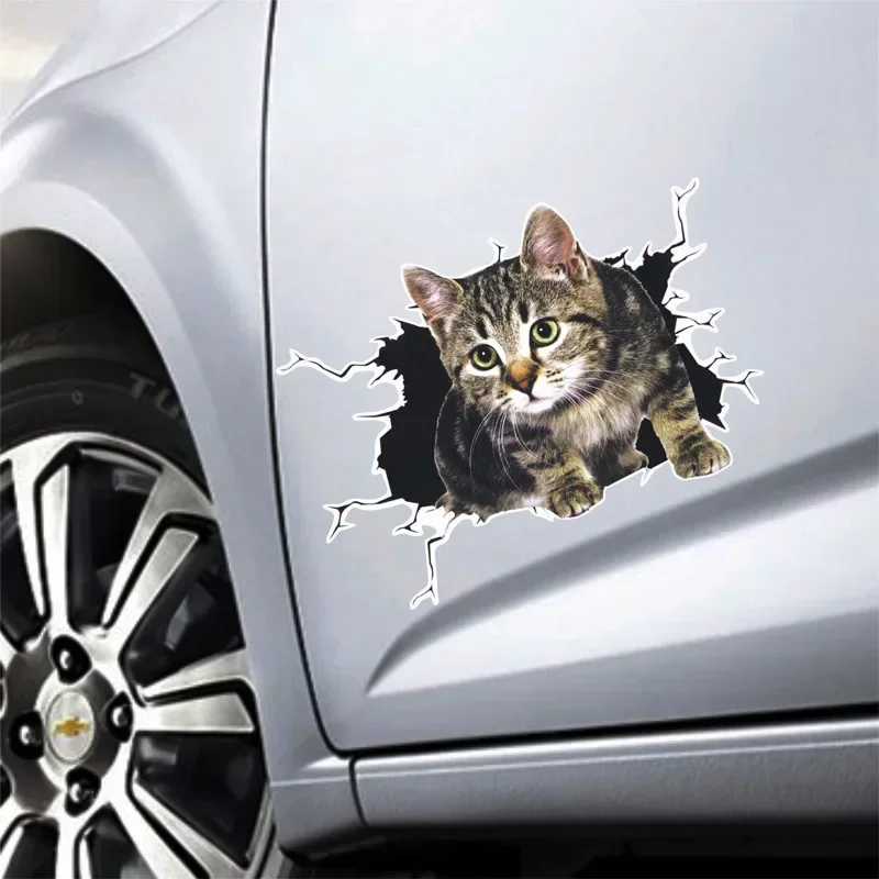 Autocollant de voiture imperméable, simulation de chats mignons en train de regarder, autocollant de voiture créatif et amusant, décalcomanie en vinyle, accessoires de décoration