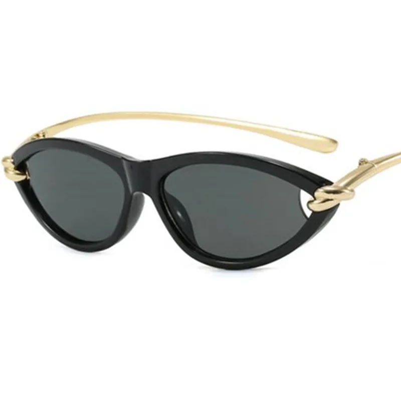

Fashion Sun Glasse Retro Anti-UV Spectacles Cat Eye Eyeglasses Knot Design Ornamental Alloy Temples Oval Sunglasses