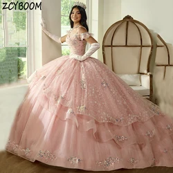 Customized Luxury Quinceanera Spaghetti Strap Appliques Sequin Wedding Dress 2024 Ball Gown Sweep Train Lace Up Bridal Gown