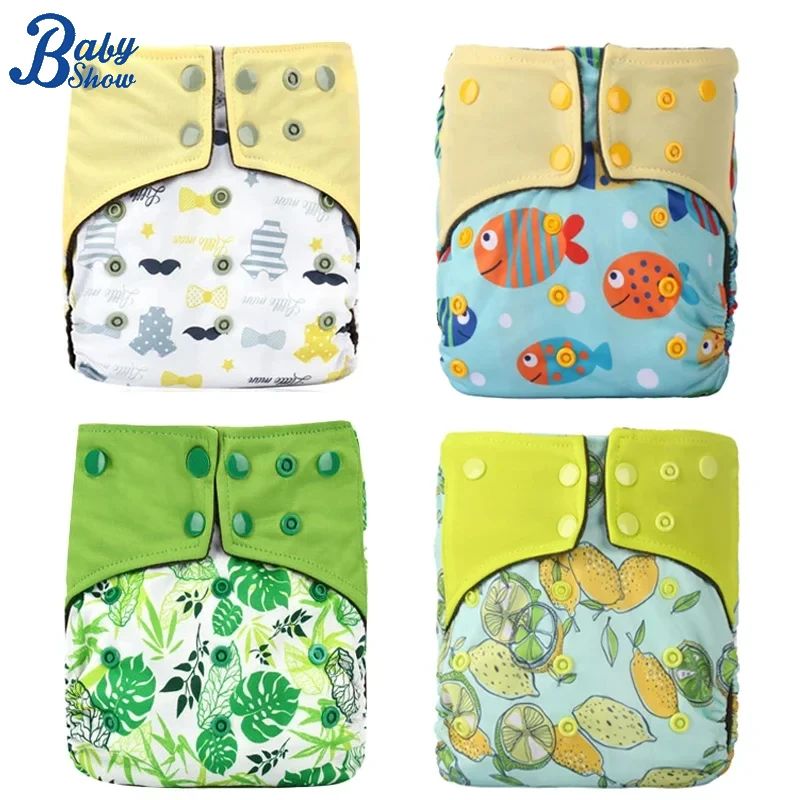 Babyshow Baby Cloth Diaper Reusable Cloth Nappy Pocket Washable Diaper for 3-15kg Babies with 1pc Bamboo Charcoal Nappy Insert