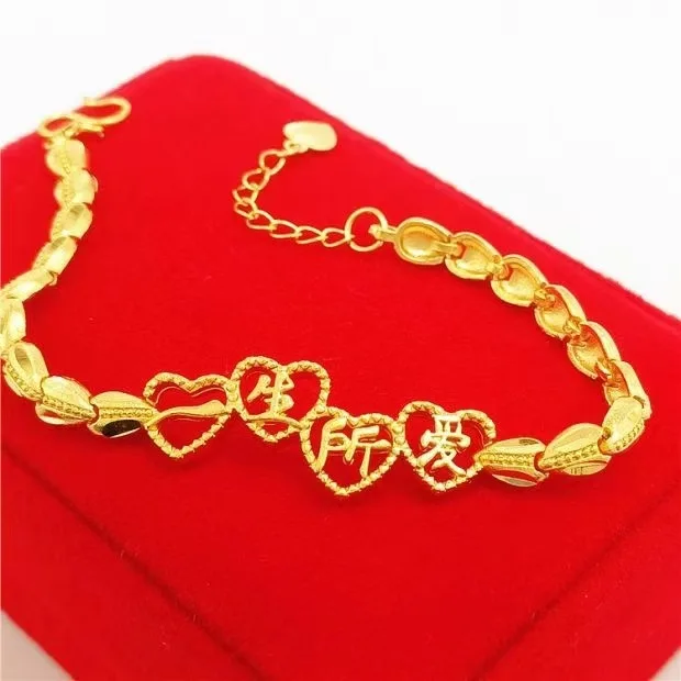 

AU999 Gold Lifetime Love Bracelet for Women 24K Real Gold Wrist Chain Elegant Fashion Sweet Jewelry Gift for Girlfriend