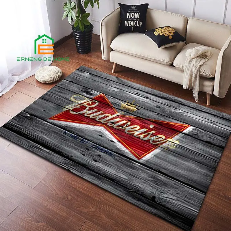 Budweiser Wood Pattern Rug for Bedroom Living Room Carpet for Kitchen Floor Mats Home Decor Non-Slip Floor Pad Rug 15 Sizes