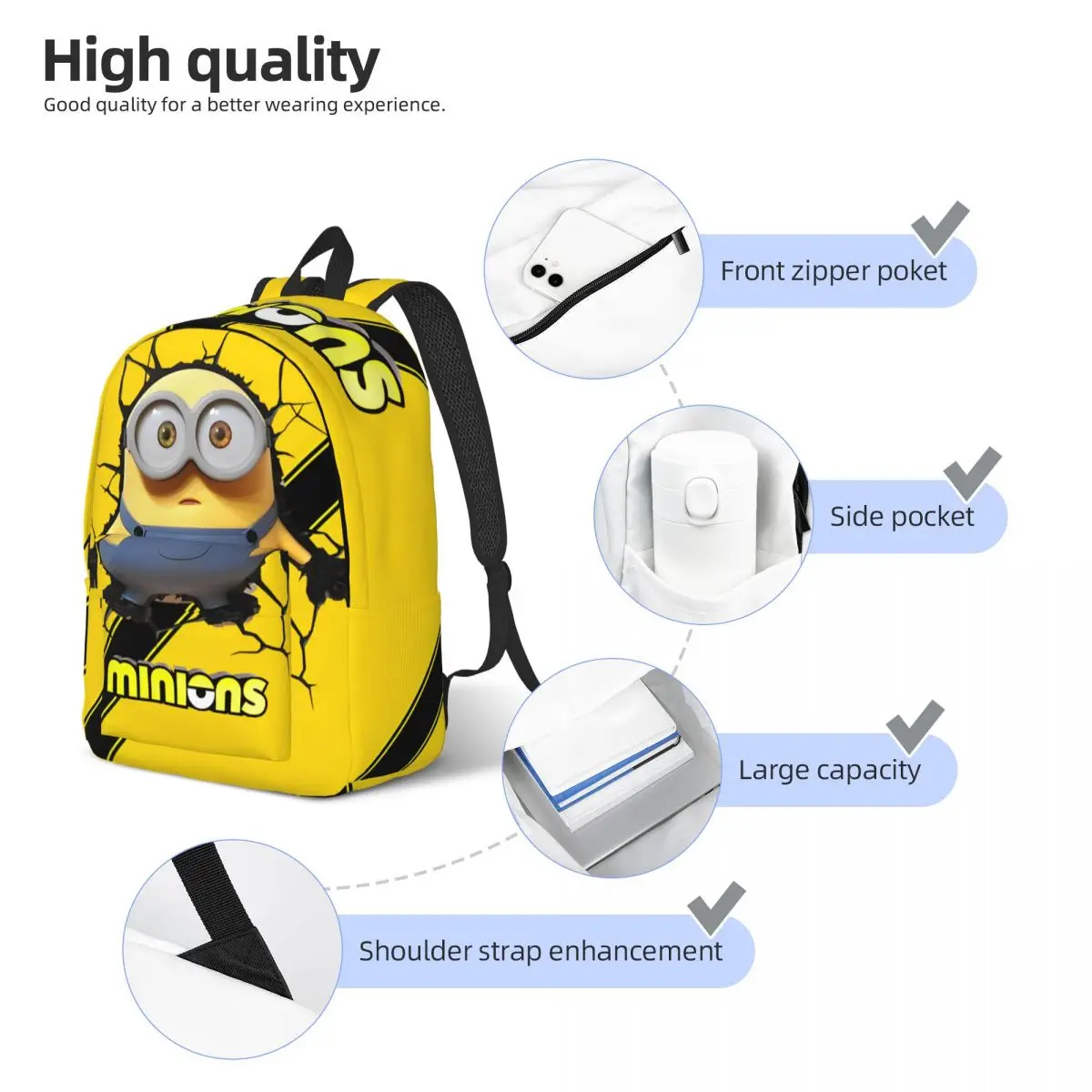 Birthday Gift Top Comedy Movie Sturdy Shoulder Knapsack Minions Casual Male Lady Children's Bags Campus