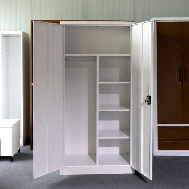 2 باب تفكيك الشركات المصنعة خفيفة الوزن التصميم الحديث عنبر غرفة نوم الملابس الصلب خزانة خزانة خزانة خزانة معدنية #2