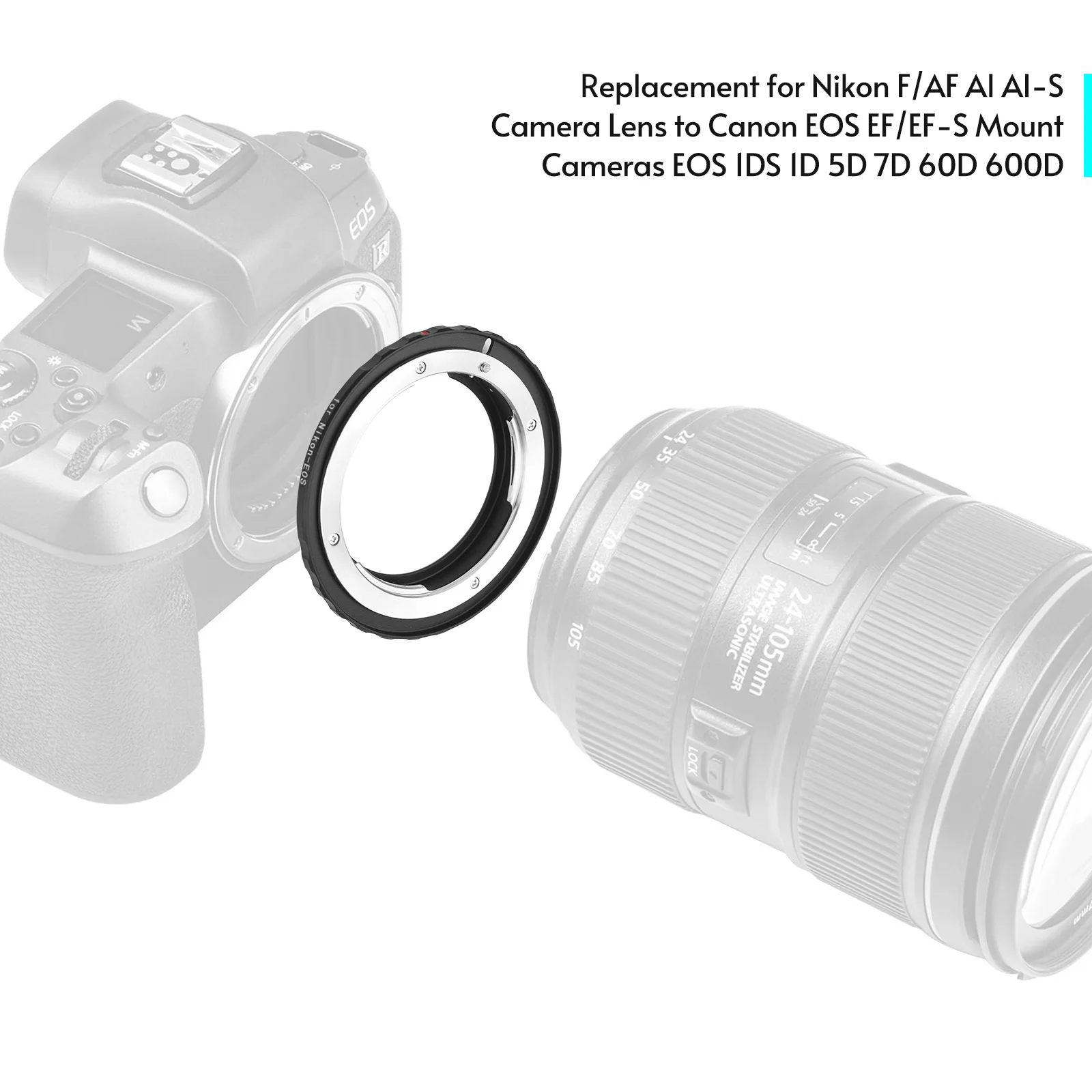 Andoer Nikon-EOS Camera Lens Adapter with Infinity Focus for Nikon F/AF AI AI-S Camera Lens to Canon EOS EF/EF-S Mount Cameras