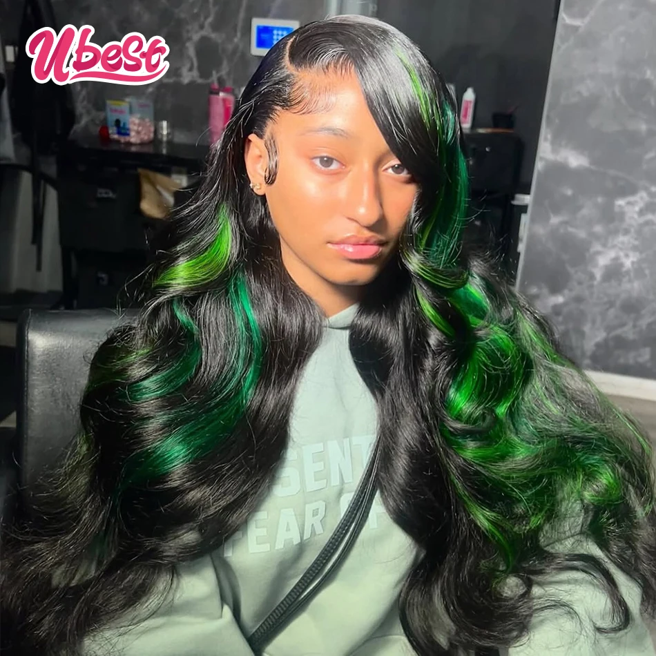 

13X6 Transparent Lace Front Wigs Body Wave 100％ Human Hair Highlights Light Green Colored Honey Blonde Wig Pre Plucked For Women