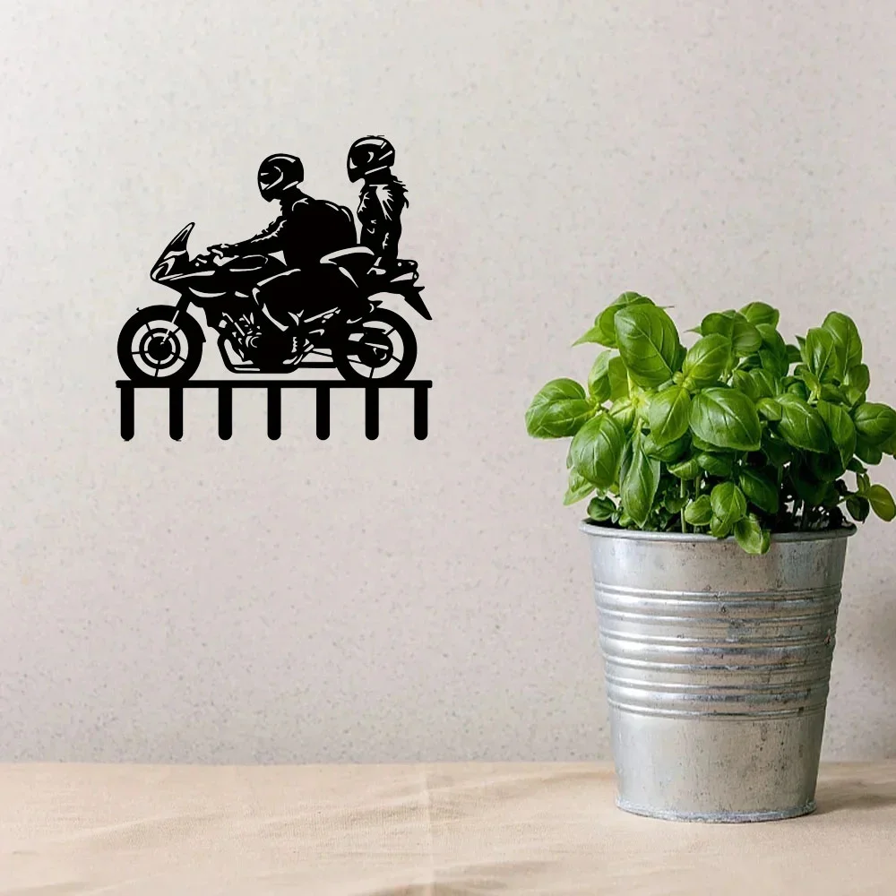 1pc Wall Couple Motorcycle Metal Key Hangers Decorative Hooks Easy Install Key Holder Perfect for Office and Home Decoration
