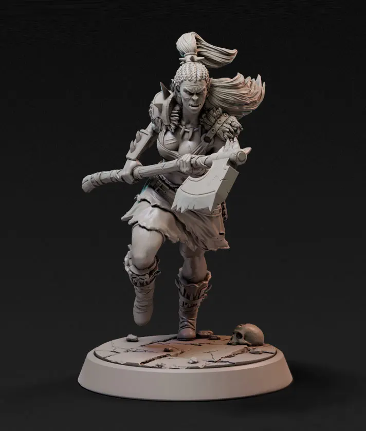 1/24 75mm 1/32 56mm 1/18 100mm Resin Model Orc Female Warrior Figure Unpainted RW-009