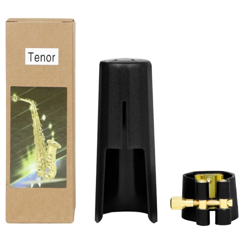 Tenors Saxophone Mouthpiece Ligature Caps Clip Leather Ligature Fastener & Plastic Caps Woodwind Instrument Accessory