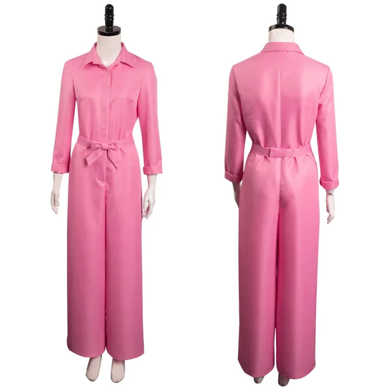 Margot Cosplay Fantasia Cute Pink Jumpsuit Women Costume 2023 Movie Barbei Fantasy Outfit Adult Halloween Carnival Party Clothes