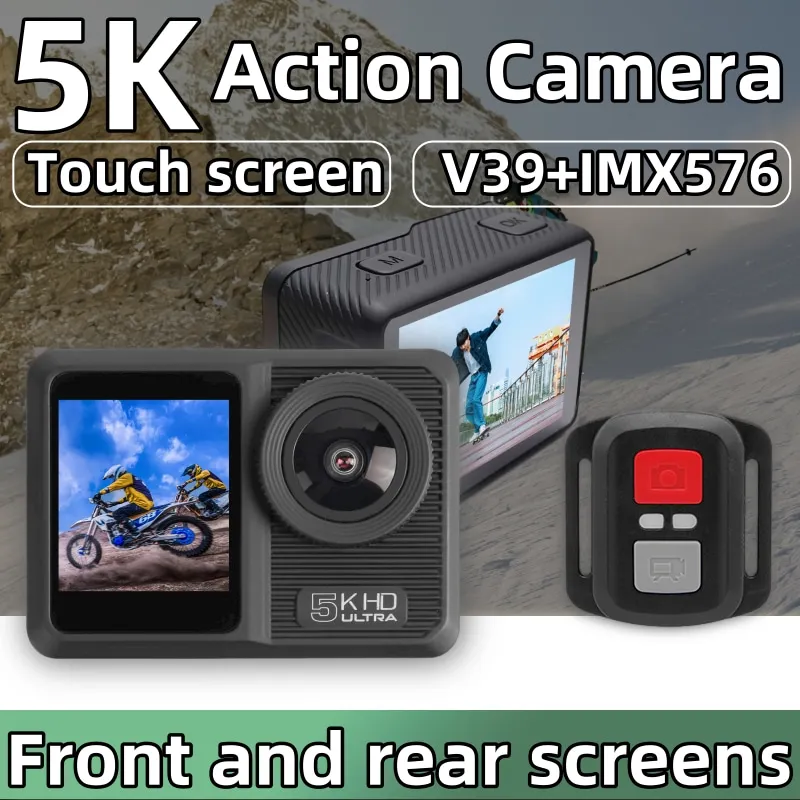 LUOSI action Camera 5K30FPS HD Waterproof  with EIS Stabilization pre-recording 48MP 8x zoom Front LCD and Touch Rear Screen