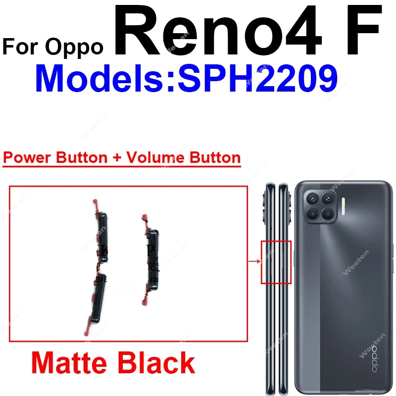 

Для OPPO Reno 4 4Pro 4Lite 4SE 4F 5G Кнопка регулировки громкости Кнопки включения и выключения Громкость питания Вверх вниз Боковые клавиатуры